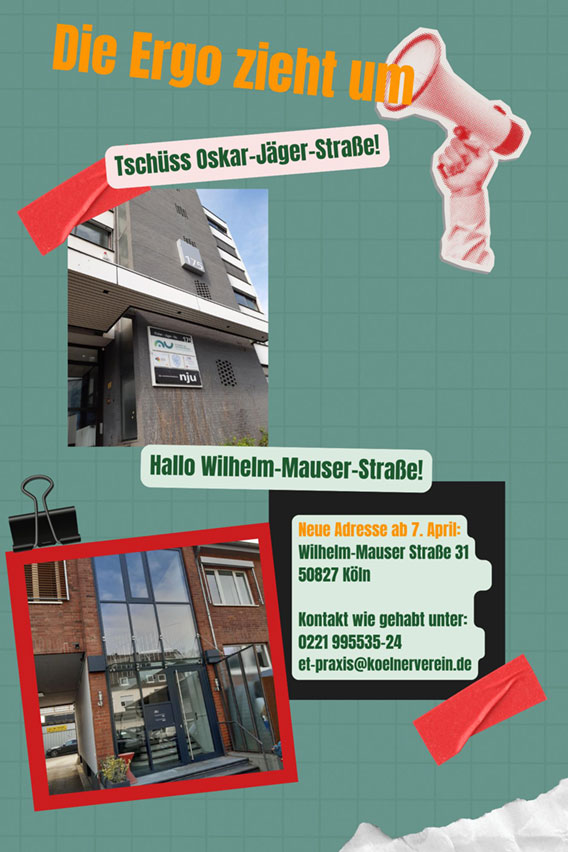 Umzugsmitteilung der Praxis für ERgotherapie ab 7.April 2026